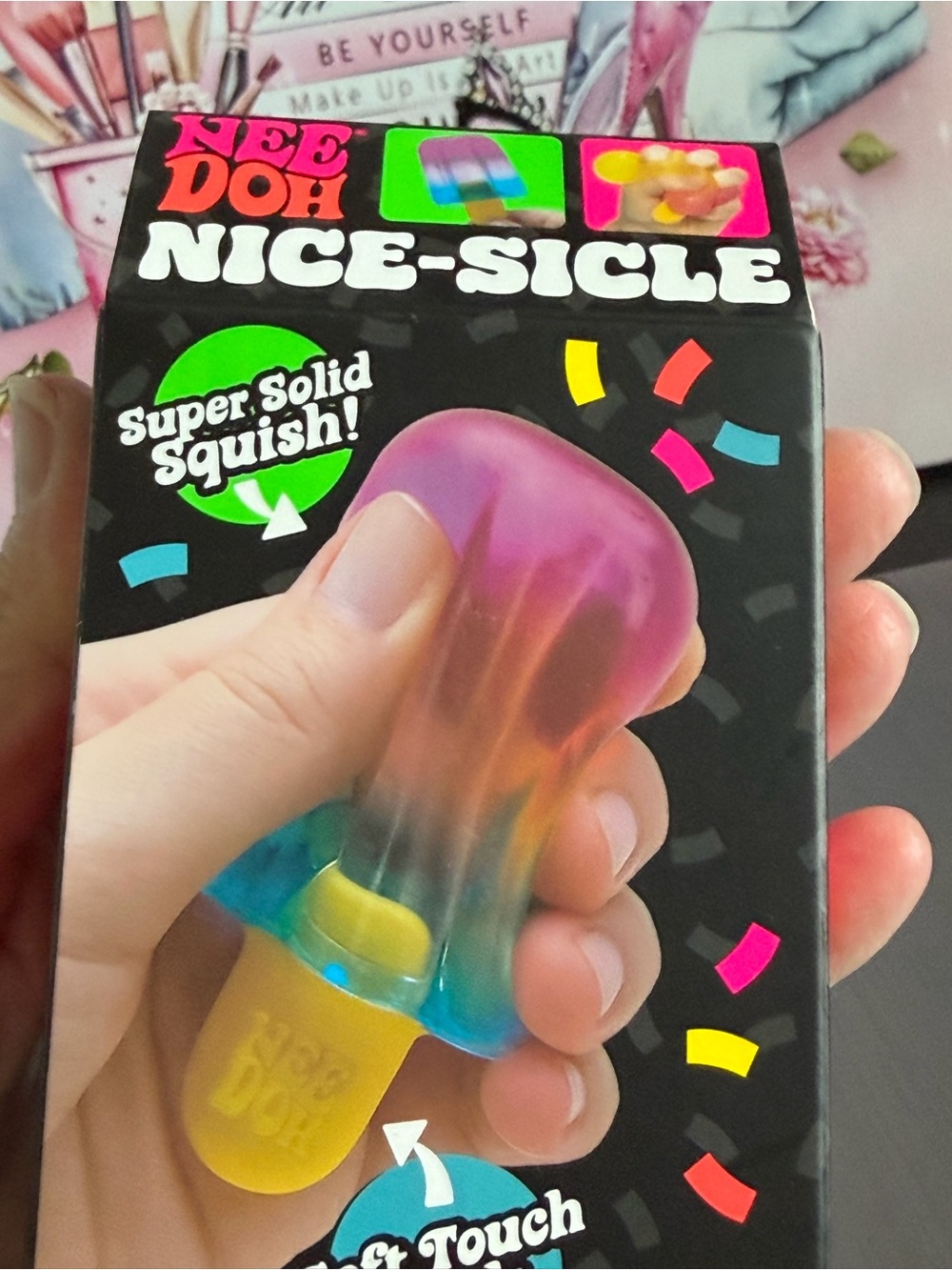 Nee Doh Nice-Sicle Squishy Popsicle Toy - Rainbow Green & Orange Authentic - Picture 3 of 3